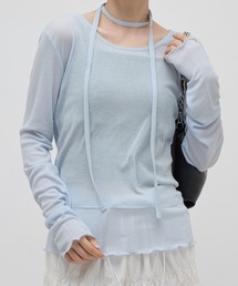 Lui's | リボン紐付きレイヤード風ロンT(Tシャツ/カットソー)