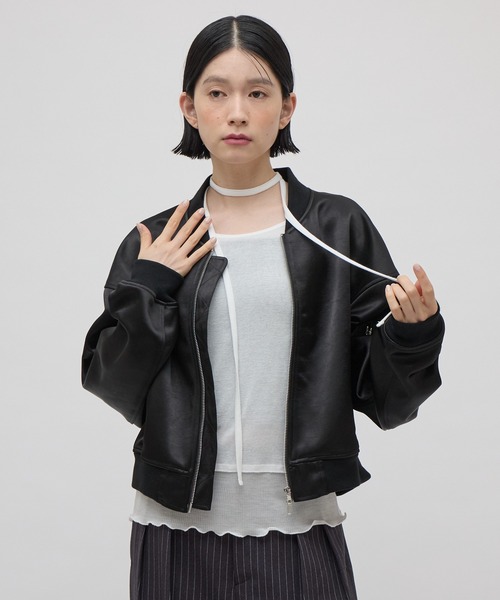 Lui's(ルイス)の「リボン紐付きレイヤード風ロンT(Tシャツ/カットソー・レディース・ブラック/サックスブルー/オフホワイト・FREE)」の16枚目の写真