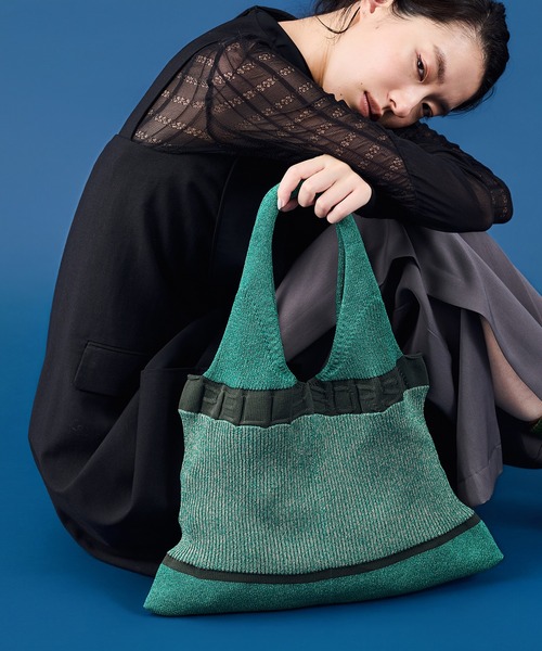 PELLEBORSA(ペレボルサ)の「ニットバッグ Knit Bag 5844(トートバッグ・レディース・イエロー/レッド/グリーン/ネイビー・FREE)」の1枚目の写真