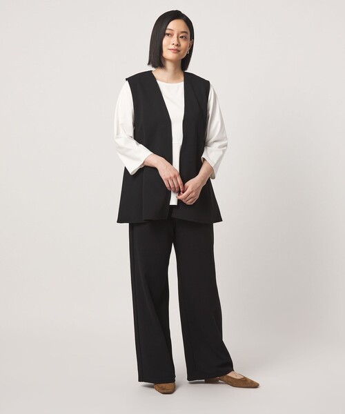 A DAY IN THE LIFE UNITED ARROWS(アデイインザライフユナイテッドアローズ)の「ジャージー イージーワイドパンツ <A DAY IN THE LIFE>(その他パンツ・レディース・ブラック/オフホワイト/ネイビー・M/S)」の6枚目の写真