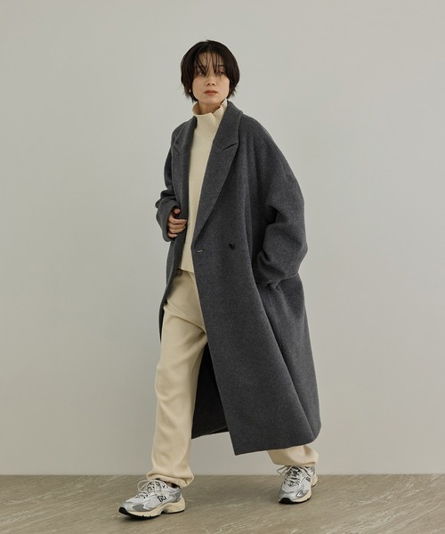 SALON adam et rope'(サロン アダム エ ロペ)の「MTR アルパカシャギーロングコート / 軽量(チェスターコート・レディース・キャメル/チャコールグレー・FREE)」の1枚目の写真