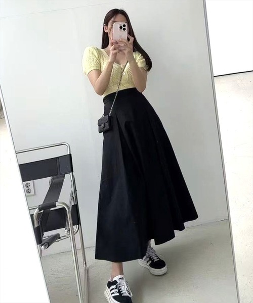 STAY MOTION（ステイモーション）の「【WEB限定】インタックロングスカート［骨格ウェーブ／きれいめカジュアル／大人女子］（スカート・レディース・ベージュ/ブラック・F）」の13枚目の写真