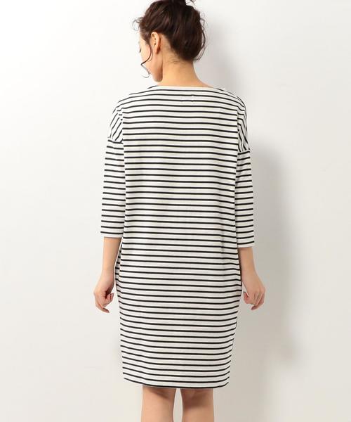 coen（コーエン）の「コンビボーダーコクーンワンピース（ワンピース・レディース・ホワイト/グレー・MEDIUM/LARGE）」の3枚目の写真