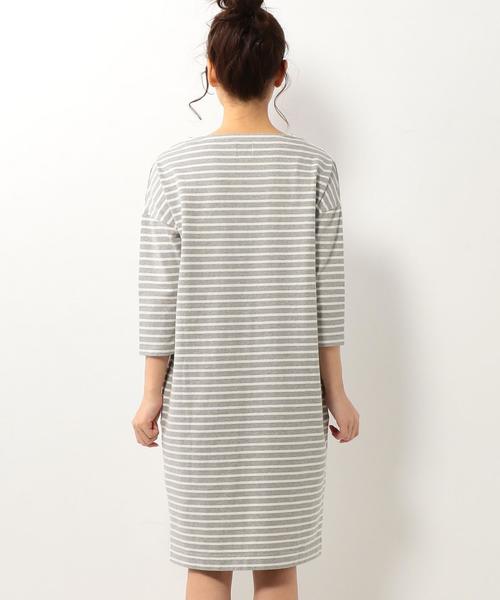 coen（コーエン）の「コンビボーダーコクーンワンピース（ワンピース・レディース・ホワイト/グレー・MEDIUM/LARGE）」の14枚目の写真