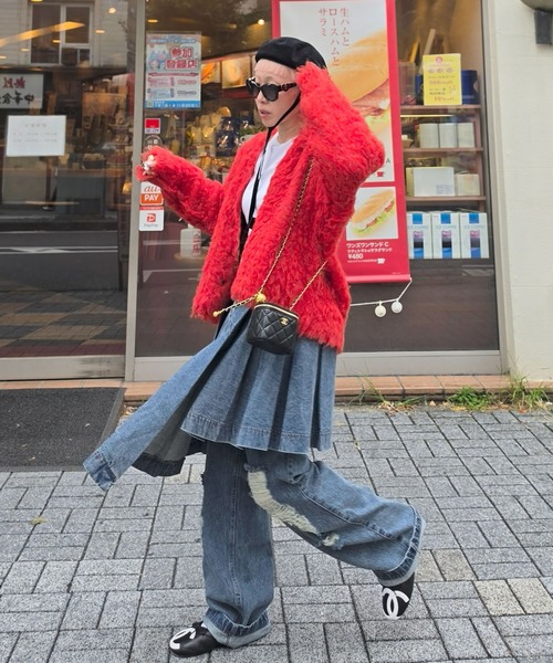 Alley Tokyo(アリートーキョー)の「【セットで着られる】激しめダメージゆるパンツ(デニムパンツ・レディース・ピンク/ブルー・FREE)」の7枚目の写真