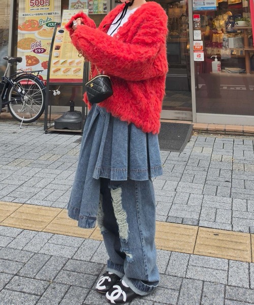 Alley Tokyo(アリートーキョー)の「【セットで着られる】激しめダメージゆるパンツ(デニムパンツ・レディース・ピンク/ブルー・FREE)」の9枚目の写真