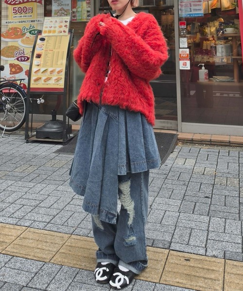 Alley Tokyo(アリートーキョー)の「【セットで着られる】激しめダメージゆるパンツ(デニムパンツ・レディース・ピンク/ブルー・FREE)」の10枚目の写真