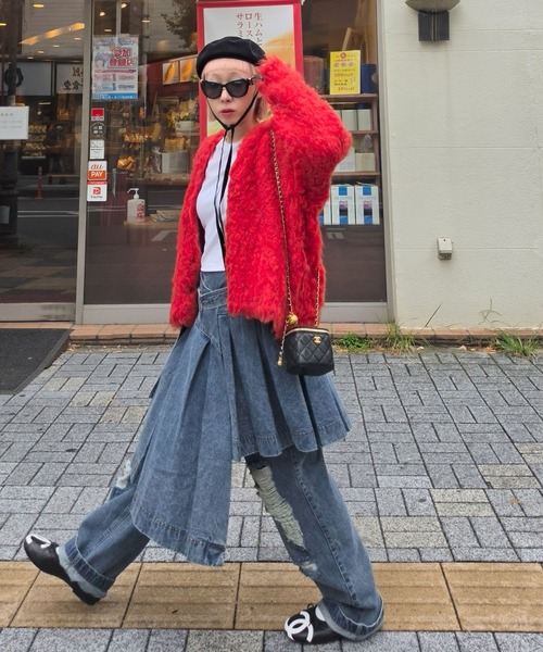 Alley Tokyo(アリートーキョー)の「【セットで着られる】激しめダメージゆるパンツ(デニムパンツ・レディース・ピンク/ブルー・FREE)」の8枚目の写真
