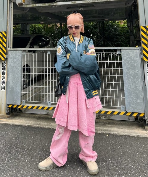 Alley Tokyo(アリートーキョー)の「【セットで着られる】激しめダメージゆるパンツ(デニムパンツ・レディース・ピンク/ブルー・FREE)」の18枚目の写真
