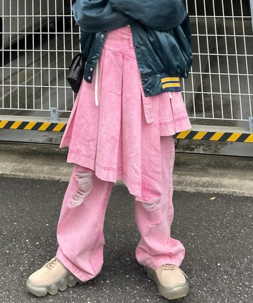 Alley Tokyo(アリートーキョー)の「【セットで着られる】激しめダメージゆるパンツ(デニムパンツ・レディース・ピンク/ブルー・FREE)」の19枚目の写真