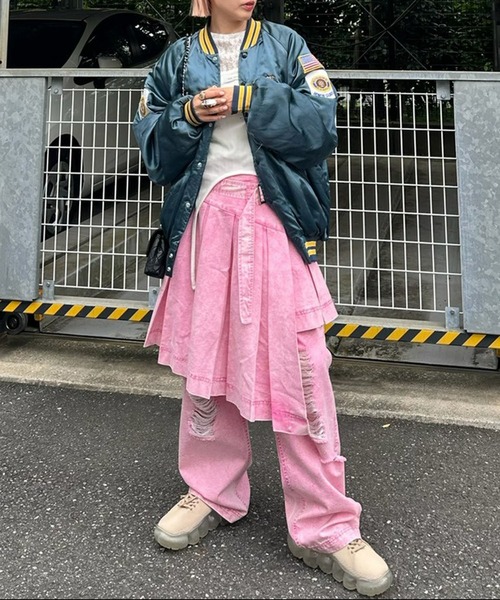 Alley Tokyo(アリートーキョー)の「【セットで着られる】激しめダメージゆるパンツ(デニムパンツ・レディース・ピンク/ブルー・FREE)」の20枚目の写真
