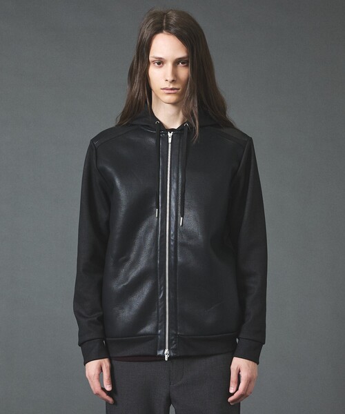 5351 POUR LES HOMMES(ゴーサンゴーイチプールオム)の「【セットアップ対応】エンボス ストレッチ スウェード ムートン ジップフーディー(パーカー・メンズ・チャコールグレー/ブラック・44/50/48/46)」の14枚目の写真