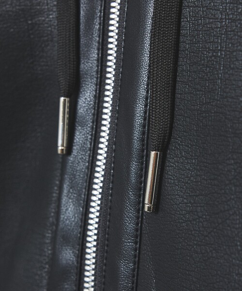 5351 POUR LES HOMMES(ゴーサンゴーイチプールオム)の「【セットアップ対応】エンボス ストレッチ スウェード ムートン ジップフーディー(パーカー・メンズ・チャコールグレー/ブラック・44/50/48/46)」の8枚目の写真