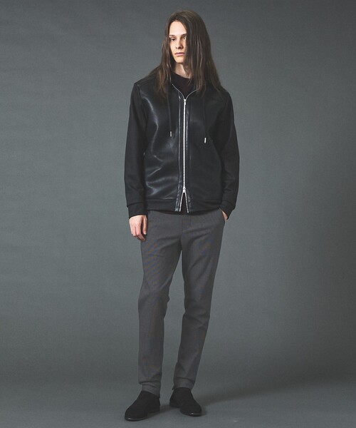 5351 POUR LES HOMMES(ゴーサンゴーイチプールオム)の「【セットアップ対応】エンボス ストレッチ スウェード ムートン ジップフーディー(パーカー・メンズ・チャコールグレー/ブラック・44/50/48/46)」の5枚目の写真