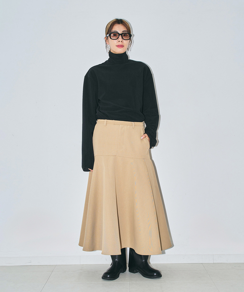 CITYSHOP(シティーショップ)の「TRICOT HIGH NECK TOP:カットソー(Tシャツ/カットソー・レディース・ブラック/ネイビー・FREE)」の6枚目の写真