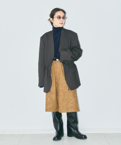 CITYSHOP(シティーショップ)の「TRICOT HIGH NECK TOP:カットソー(Tシャツ/カットソー・レディース・ブラック/ネイビー・FREE)」の7枚目の写真