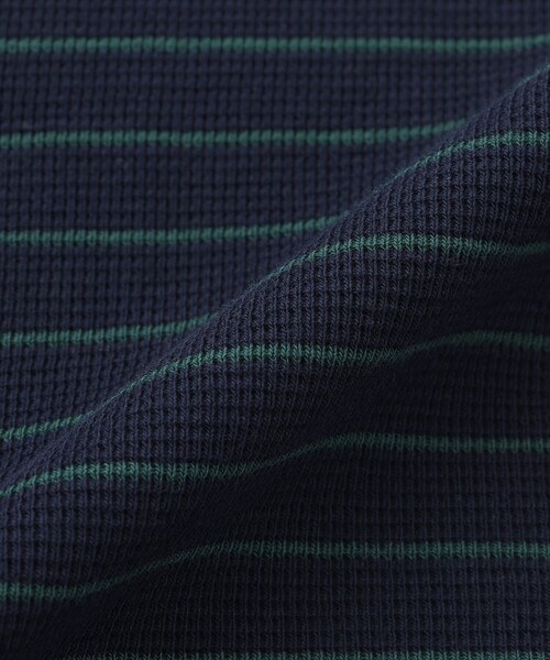 MACKINTOSH PHILOSOPHY(マッキントッシュ フィロソフィー)の「BUCKINGHAM BEAR ヘンリーネックTシャツ サーフニットボーダー(Tシャツ/カットソー・メンズ・ホワイト系その他/ネイビー・38/40)」の4枚目の写真