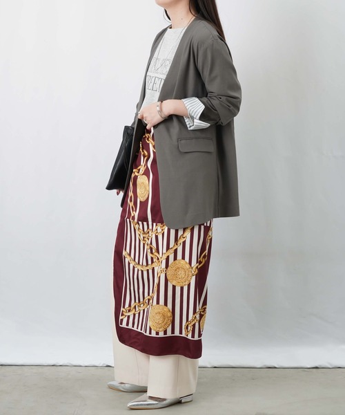 LUCA/LADY LUCK LUCA(ルカ/レディラックルカ)の「LC/LLL ドライツイルノーカラーミドル丈ジャケット(ノーカラージャケット・レディース・ブラウン/グレー・FREE)」の22枚目の写真