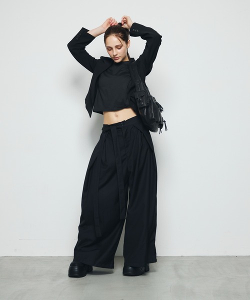 DAZE(デイズ)の「ウエストリボン バルーンワイドスラックス(スラックス・メンズ・ブラック・FREE)」の22枚目の写真