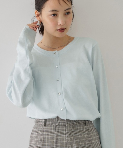 VIS(ビス)の「【WEB限定】裾レースドッキングクルーネックカーディガン(カーディガン/ボレロ・レディース・キナリ/サックスブルー/ダークブラウン/ブラック・FREE)」の18枚目の写真