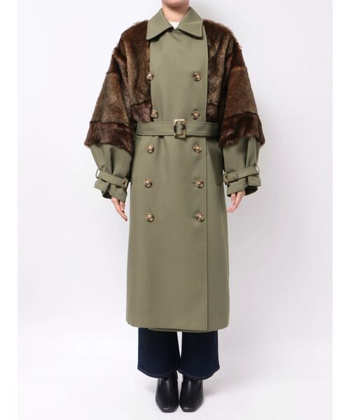 MURUA(ムルーア)の「【20th Anniversary Iconic Items】ロングダブルトレンチコート(トレンチコート・レディース・カーキ/ブラック・FREE)」の5枚目の写真