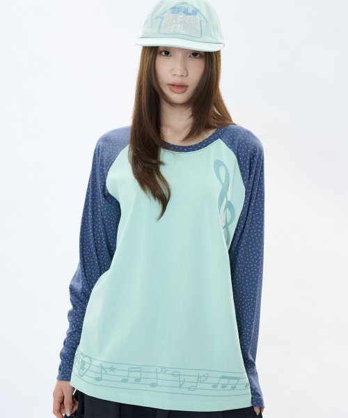 BAUF（バウフ）の「スター メロディ ロングスリーブ [ミント]（Tシャツ/カットソー・レディース・その他・FREE）」の4枚目の写真