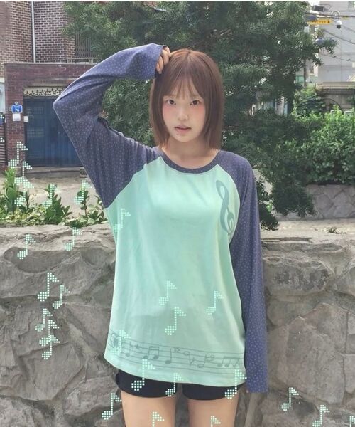 BAUF（バウフ）の「スター メロディ ロングスリーブ [ミント]（Tシャツ/カットソー・レディース・その他・FREE）」の8枚目の写真