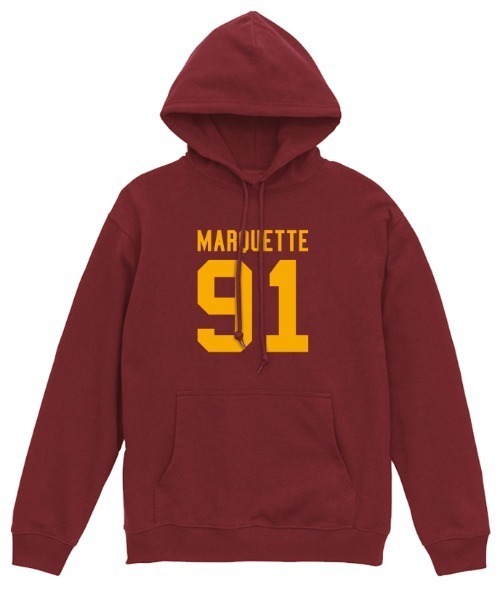 Ol' Basics(オールベーシックス)の「Ol' Basics(オール・ベーシックス) プルパーカー スウェット MARQUETTE ロゴ ナンバリング プリント 裏毛 トップス メンズ ユニセックス(パーカー・メンズ・インディゴブルー/モスグリーン/アッシュ/バーガンディー・M/L/XL)」の4枚目の写真