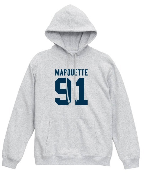 Ol' Basics(オールベーシックス)の「Ol' Basics(オール・ベーシックス) プルパーカー スウェット MARQUETTE ロゴ ナンバリング プリント 裏毛 トップス メンズ ユニセックス(パーカー・メンズ・インディゴブルー/モスグリーン/アッシュ/バーガンディー・M/L/XL)」の1枚目の写真
