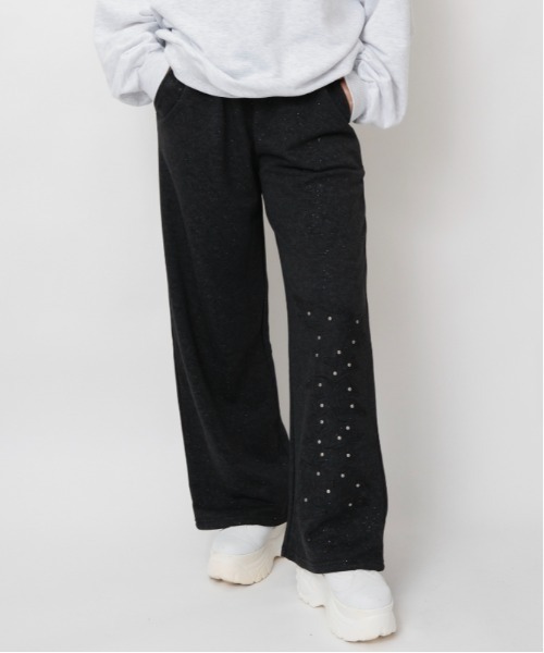 GORGE(ゴージ)の「ラメピグメント風 ラインストーンロゴワイドパンツ|全3色(その他パンツ・レディース・オフホワイト/ブラック/ネイビー・F)」の11枚目の写真
