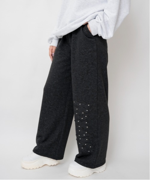GORGE(ゴージ)の「ラメピグメント風 ラインストーンロゴワイドパンツ|全3色(その他パンツ・レディース・オフホワイト/ブラック/ネイビー・F)」の13枚目の写真