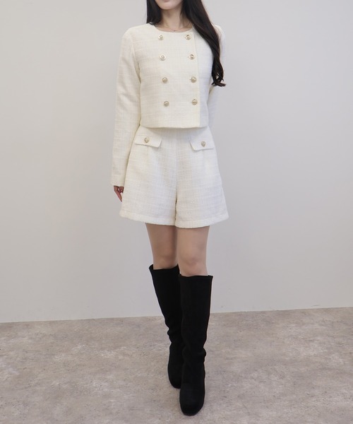 SOELA(ソエラ)の「【SOELA】金ボタンラメツイードショートパンツ/WEB限定(その他パンツ・レディース・ブラック系その他2/ホワイト系その他5・M)」の6枚目の写真