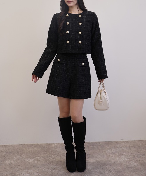 SOELA(ソエラ)の「【SOELA】金ボタンラメツイードショートパンツ/WEB限定(その他パンツ・レディース・ブラック系その他2/ホワイト系その他5・M)」の12枚目の写真