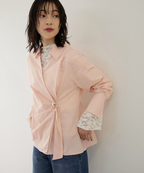 VIS（ビス）の「ブローチ付カシュクールシャツ（シャツ/ブラウス・レディース・ピンク/ラベンダー・FREE）」の13枚目の写真