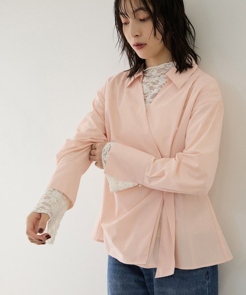VIS（ビス）の「ブローチ付カシュクールシャツ（シャツ/ブラウス・レディース・ピンク/ラベンダー・FREE）」の16枚目の写真
