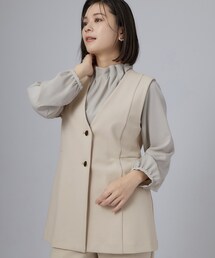 【セレモニー/通勤/S-3L】カットジョーゼットペプラムジレ