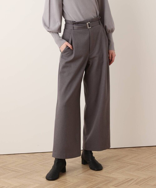 allureville(アルアバイル)の「ウールライクフランネルヨークレスパンツ(その他パンツ・レディース・ライトグレー/ブラウン/オフホワイト・1/2)」の2枚目の写真