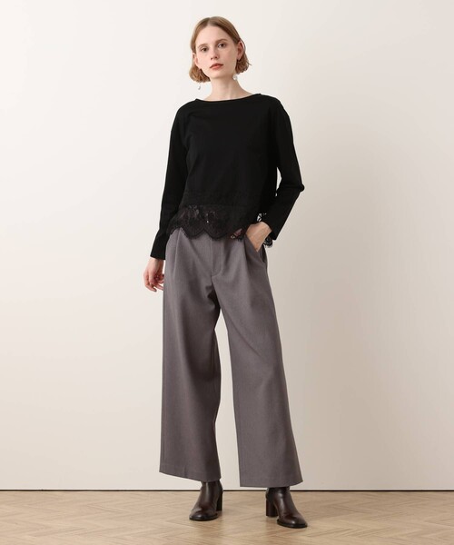 allureville(アルアバイル)の「ウールライクフランネルヨークレスパンツ(その他パンツ・レディース・ライトグレー/ブラウン/オフホワイト・1/2)」の4枚目の写真