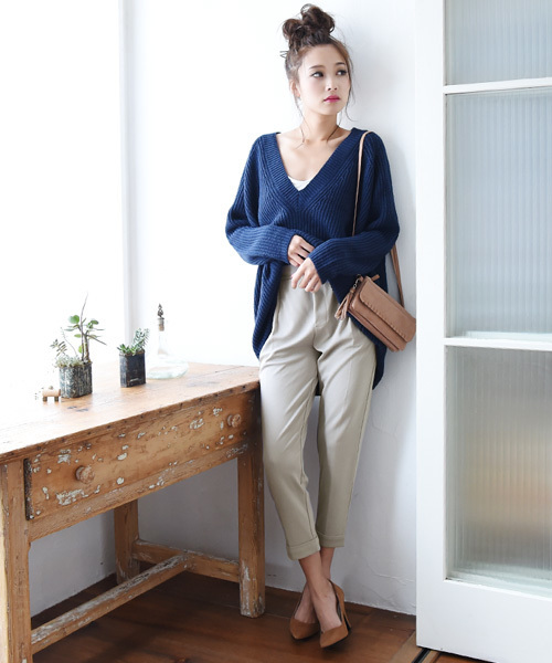 Luz Llena (philter)（ラズレナ　フィルター）の「["毎日着たい"大人カジュアル素材]タック入り・テーパードパンツ（その他パンツ・レディース・カーキ/ブラック/グレー/テラコッタ/アイボリー/ネイビー・LARGE/MEDIUM）」の8枚目の写真