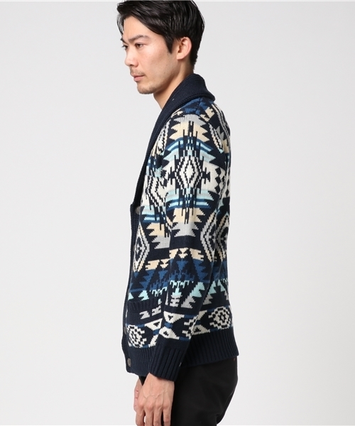 ROOPTOKYO(ループトウキョウ)の「ネイティブ柄ショールカラーカーディガン(カーディガン/ボレロ・メンズ・ベージュ/ネイビー/グレー・LARGE/X-LARGE/MEDIUM)」の4枚目の写真