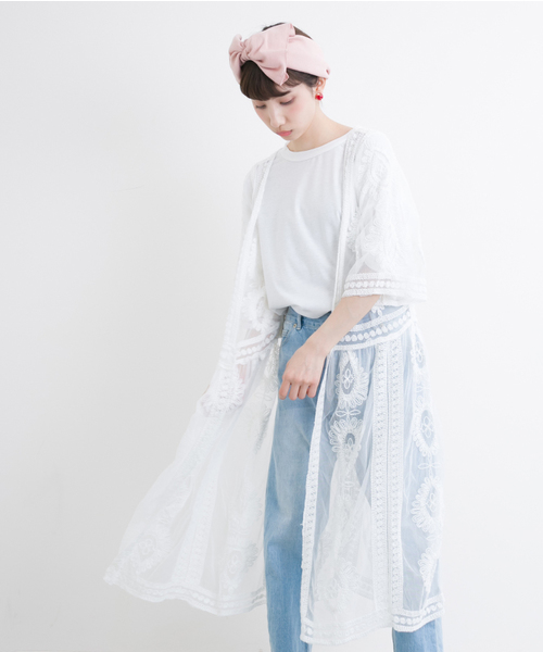 MERLOT（メルロー）の「総レースガウン4990（カーディガン/ボレロ・レディース・ベージュ/ホワイト/ブラック・FREE）」の14枚目の写真