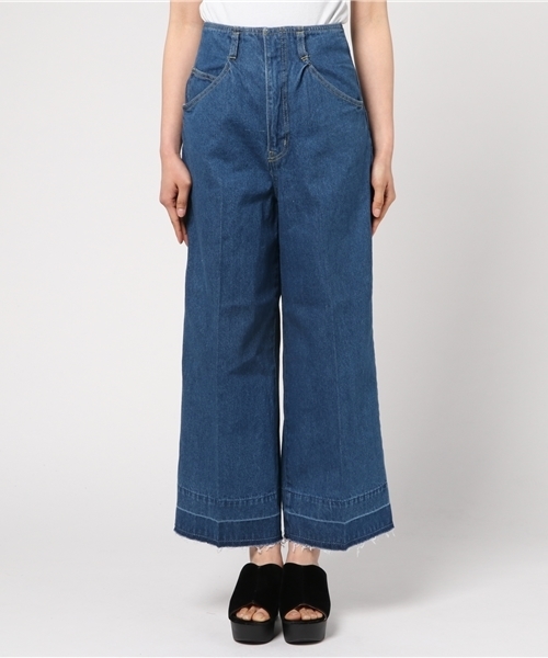 mysty woman（ミスティウーマン）の「10ozデニム裾フリンジワイドパンツ（デニムパンツ・レディース・サックスブルー/ブルー/ブルー系その他・SMALL/MEDIUM）」の5枚目の写真