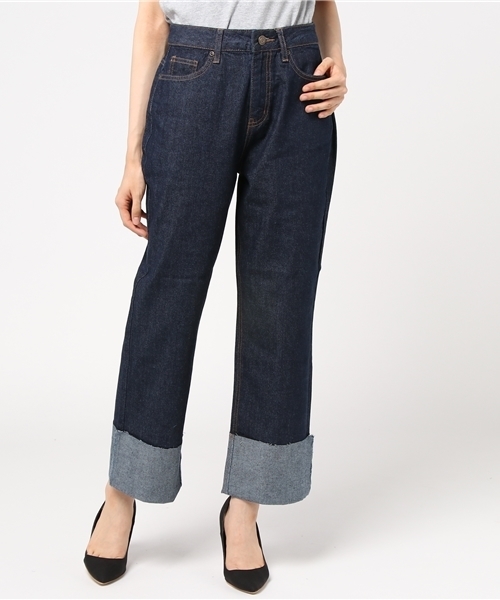 Honeys（ハニーズ）の「ロールアップデニムパンツ（デニムパンツ・レディース・ワンウォッシュ/インディゴブルー・M/S/L）」の3枚目の写真