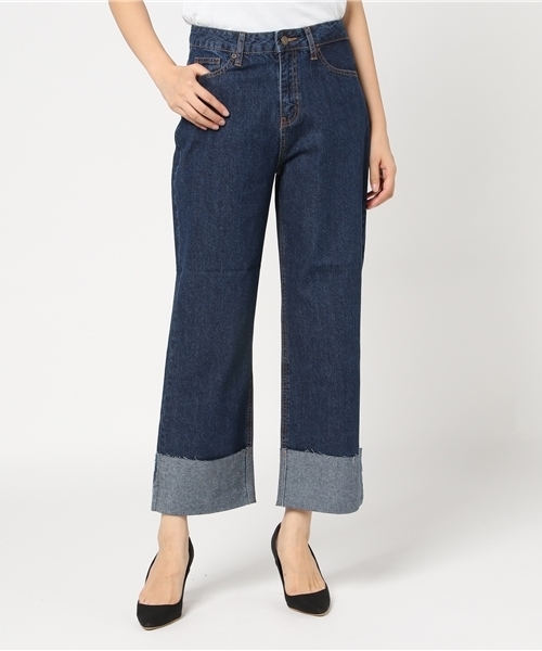 Honeys（ハニーズ）の「ロールアップデニムパンツ（デニムパンツ・レディース・ワンウォッシュ/インディゴブルー・M/S/L）」の2枚目の写真