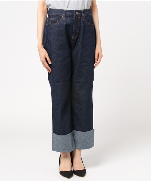 Honeys（ハニーズ）の「ロールアップデニムパンツ（デニムパンツ・レディース・ワンウォッシュ/インディゴブルー・M/S/L）」の4枚目の写真