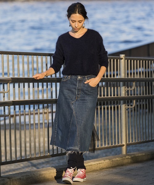 Emma Taylor（エマテイラー）の「アンゴラバックリボンＶネックニット（ニット/セーター・レディース・ネイビー/グレー/レッド/グリーン/ベビーピンク・FREE）」の9枚目の写真