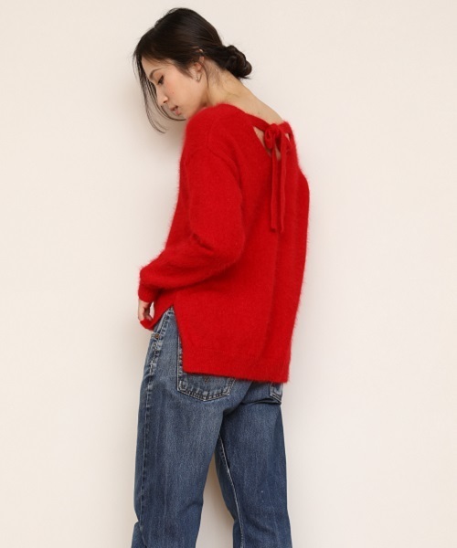 Emma Taylor（エマテイラー）の「アンゴラバックリボンＶネックニット（ニット/セーター・レディース・ネイビー/グレー/レッド/グリーン/ベビーピンク・FREE）」の20枚目の写真