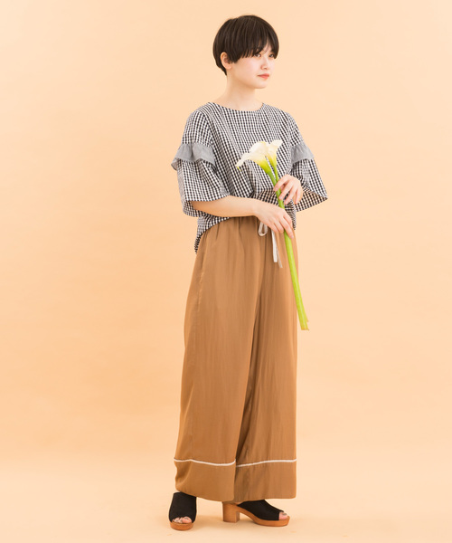 POU DOU DOU(プードゥドゥ)の「裾切替ドロストパンツ(その他パンツ・レディース・ネイビー/ダークグレー/キャメル・3)」の6枚目の写真