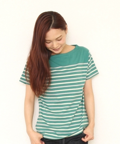 coen（コーエン）の「バスクパネルボーダーＴシャツ（Tシャツ/カットソー・レディース・オフホワイト/ピンク/ケリー/コバルトブルー・MEDIUM/SMALL/LARGE）」の3枚目の写真