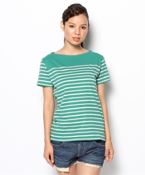 coen（コーエン）の「バスクパネルボーダーＴシャツ（Tシャツ/カットソー・レディース・オフホワイト/ピンク/ケリー/コバルトブルー・MEDIUM/SMALL/LARGE）」の5枚目の写真